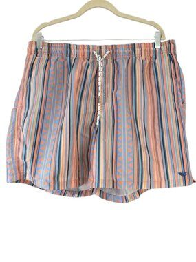 Southern Marsh Swim Trunks Mens Multicolor Stripe Elastic Waist Dockside Shorts